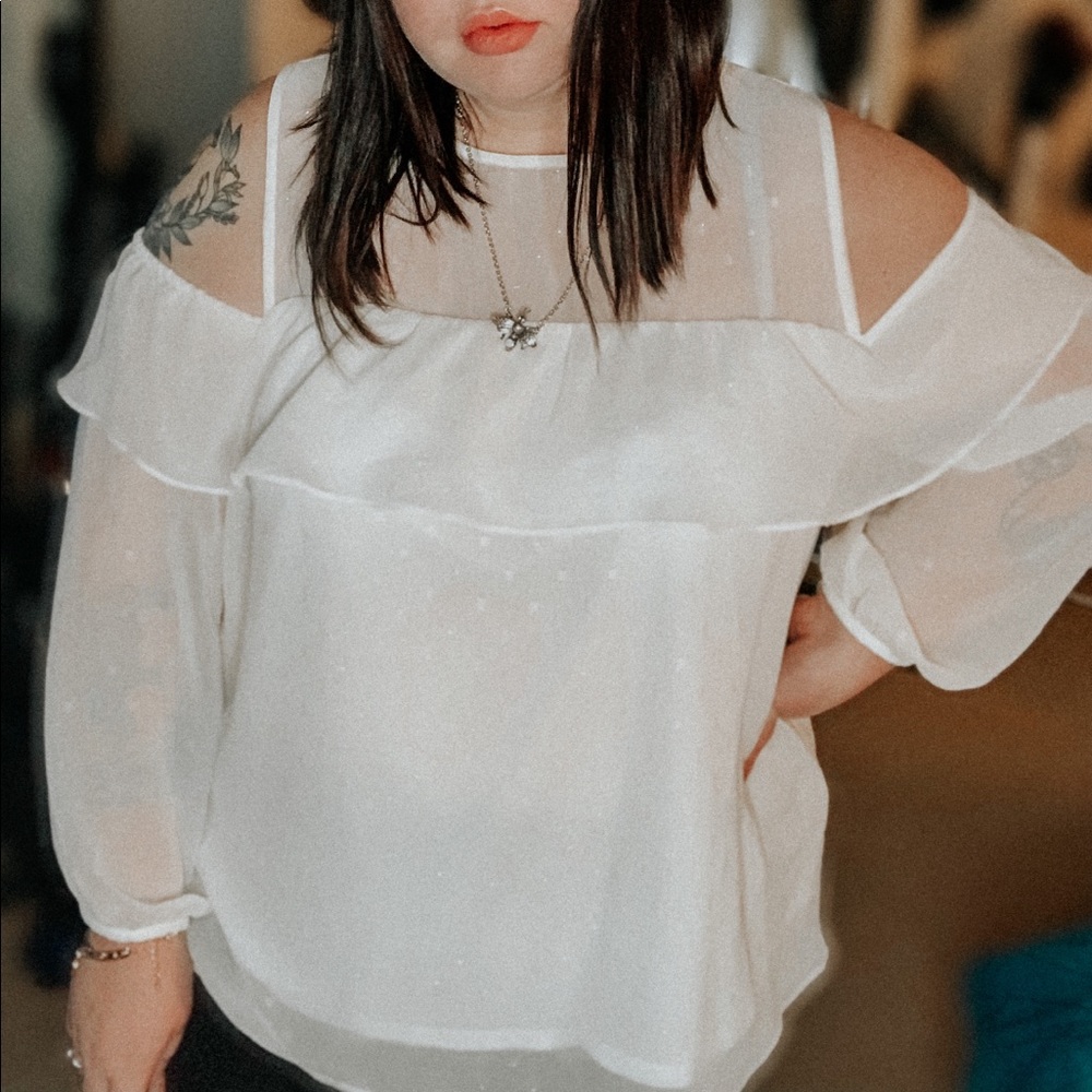 White Cold Shoulder Dainty Top